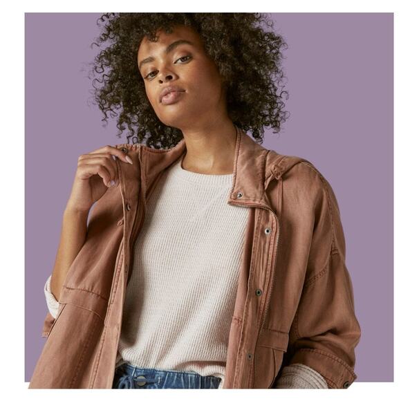 Lucky Brand Utility Anorak Jacket Linen Lyocell Blend in Blush - Size XS - Picture 1 of 8